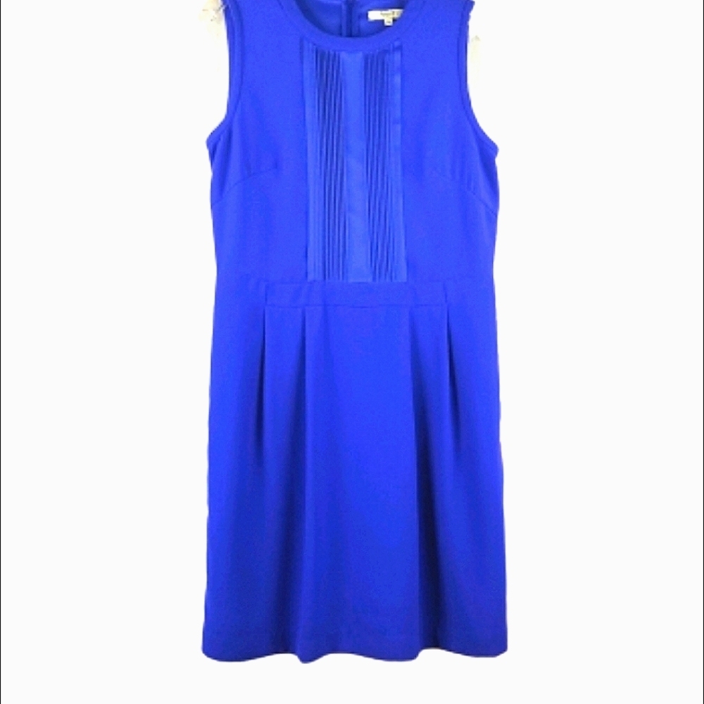 Madewell 1937 pleated bodice classic sleeveless midi dress Sz 6 Blue